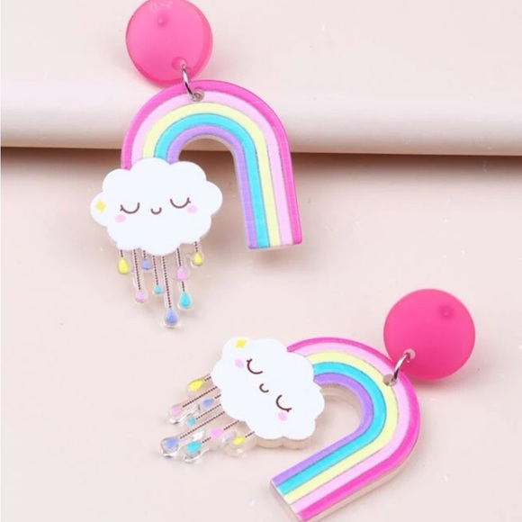 Rainbow and Cloud Earrings - Picture 1 of 5